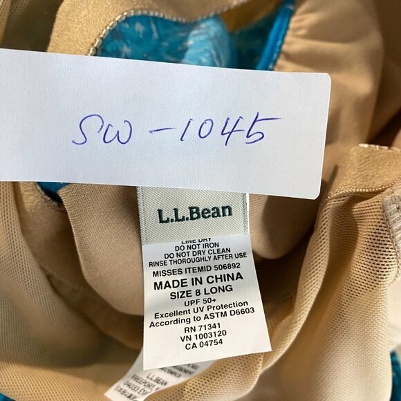 L.L. Bean Tankini Swim Top Teal Printed Women's Size 8 Long - Picture 2 of 6